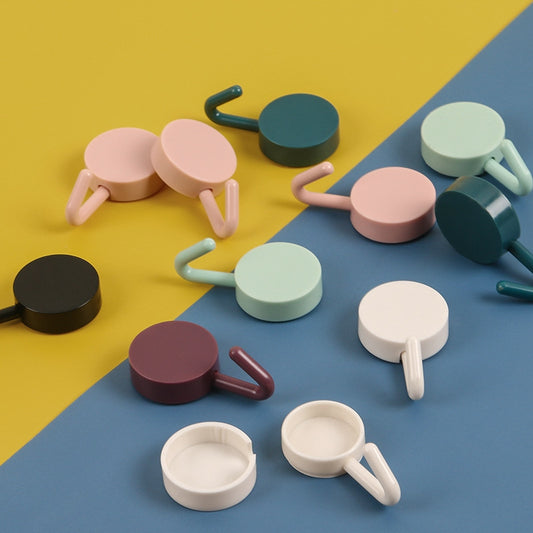 10 colorful self-adhesive hooks for easy organization in any room without drilling.