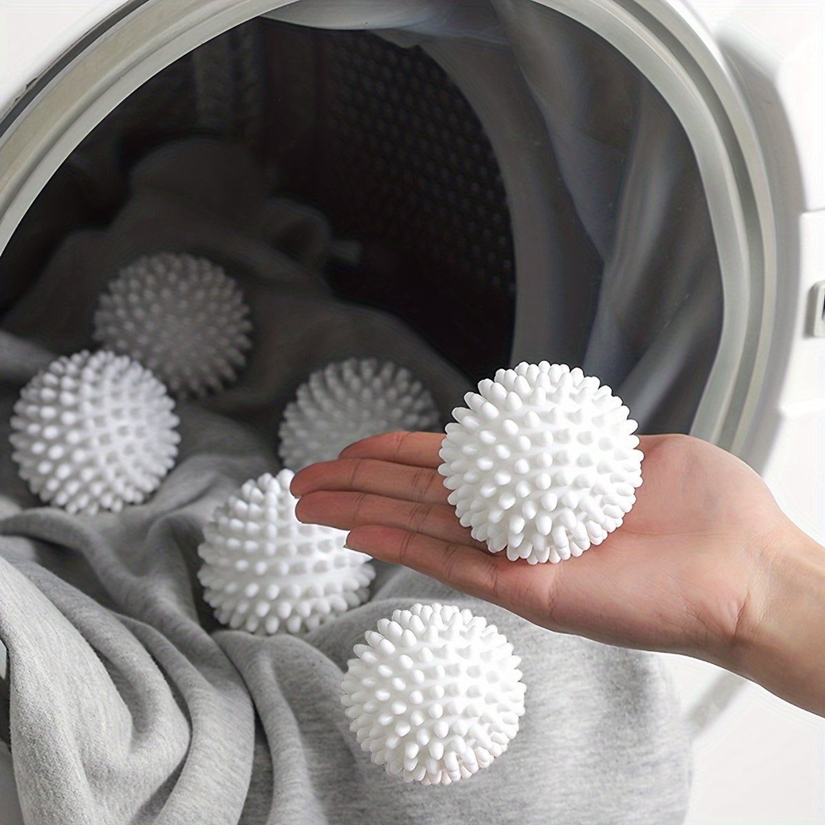 6 soft fabric laundry balls for wrinkle reduction and rolling prevention, essential home cleaning accessory, dryer balls