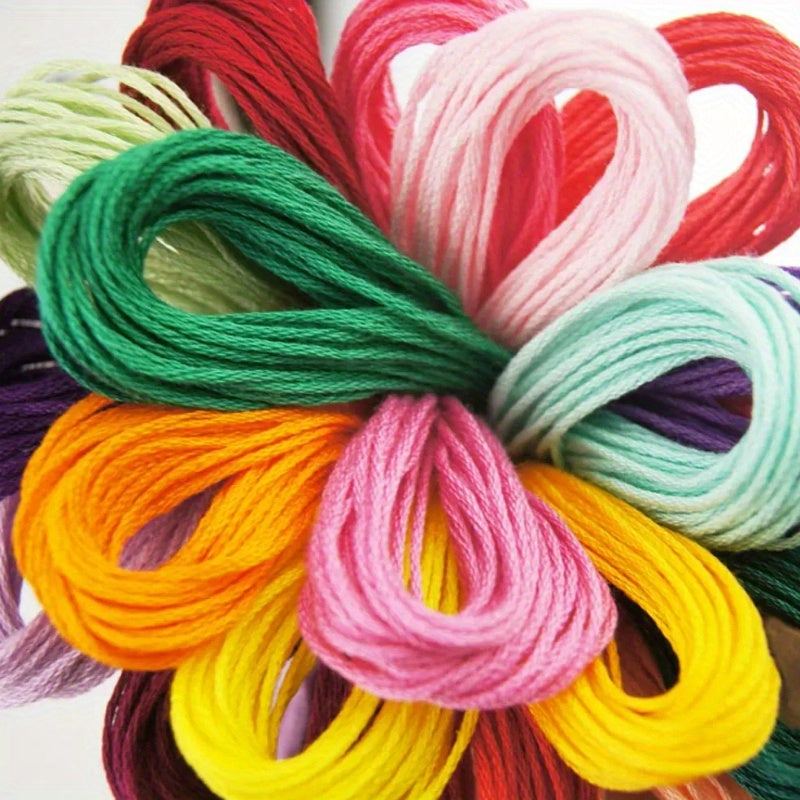 High quality colorful embroidery thread set includes 12/24/36 bundles of polyester cotton cross stitch, sewing, DIY craft, and handmade embroidery thread.