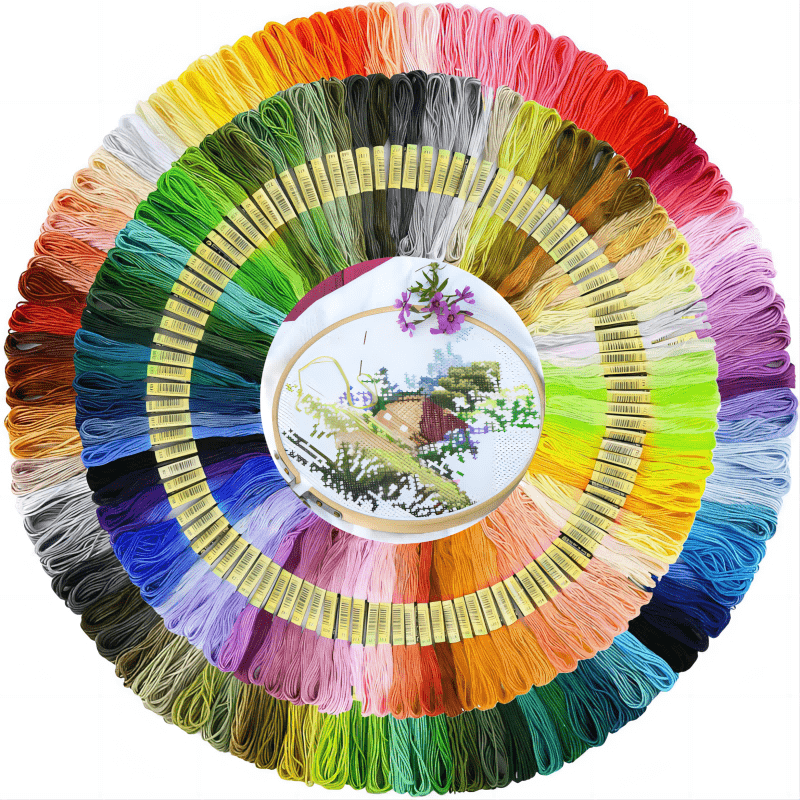 High quality colorful embroidery thread set includes 12/24/36 bundles of polyester cotton cross stitch, sewing, DIY craft, and handmade embroidery thread.