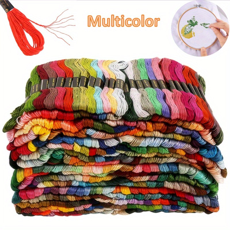 High quality colorful embroidery thread set includes 12/24/36 bundles of polyester cotton cross stitch, sewing, DIY craft, and handmade embroidery thread.