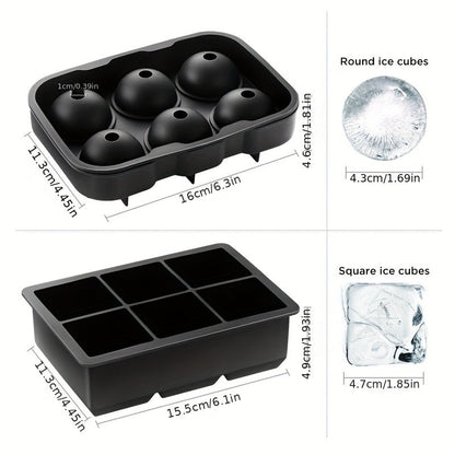 Set of 2 Silicone Ball Makers with Lids and Large Square Mold for Drinks and Food Storage. Perfect for Juice, Made from Food Grade Silicone, BPA Free, Reusable with Funnel. Great for Parties and Household Use in the Kitchen.