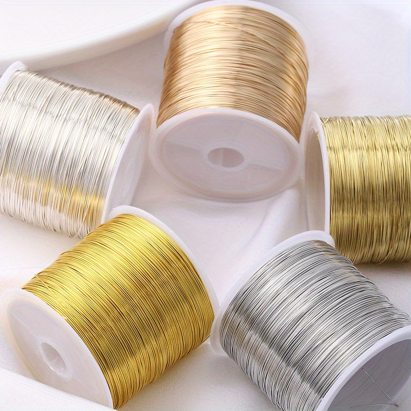 Roll of copper wire, 100 meters long, for DIY handmade hair accessories, headwear accessories, soft wire bracelets, bead stringing, pearl necklace threading, bead wrapping, styling, and shaping.