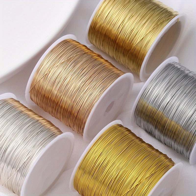 Roll of copper wire, 100 meters long, for DIY handmade hair accessories, headwear accessories, soft wire bracelets, bead stringing, pearl necklace threading, bead wrapping, styling, and shaping.