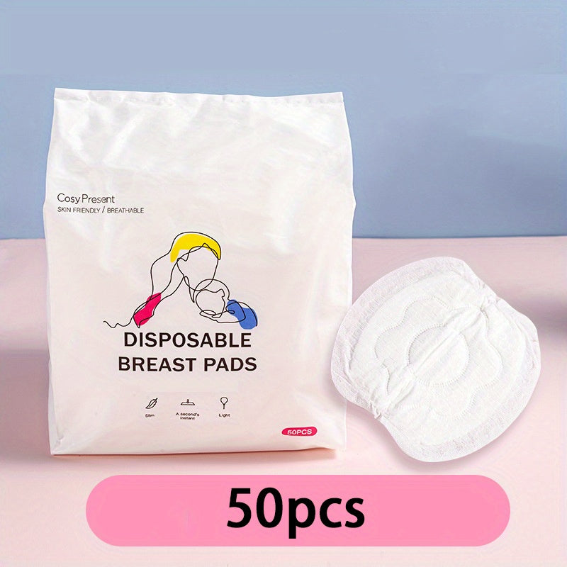 50 Pieces of Soft Nursing Pads, Comfortable Cotton Breast Pads for Disposable Use