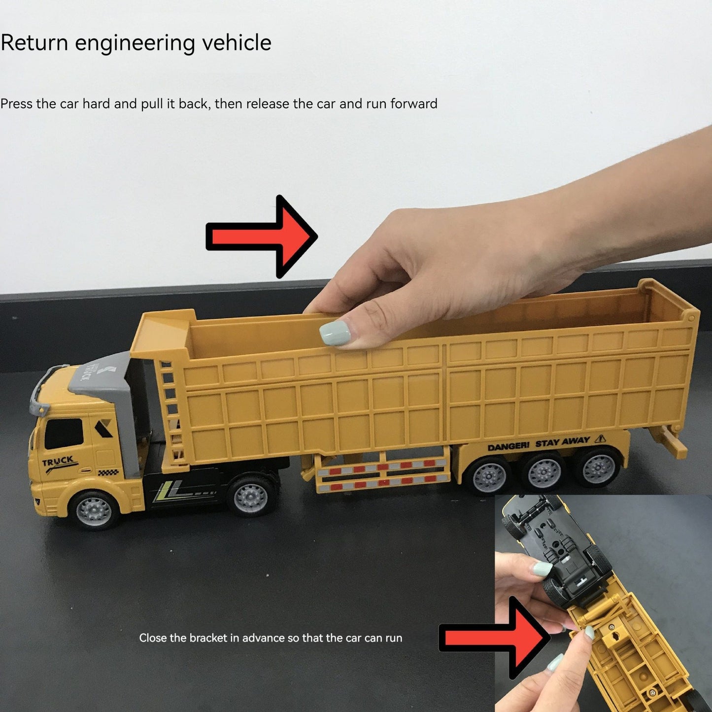 Semi-trailer heavy-duty truck for engineering, dump truck for transporting containers, oil tanker, and boy model Huili car.