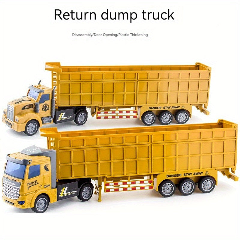 Semi-trailer heavy-duty truck for engineering, dump truck for transporting containers, oil tanker, and boy model Huili car.