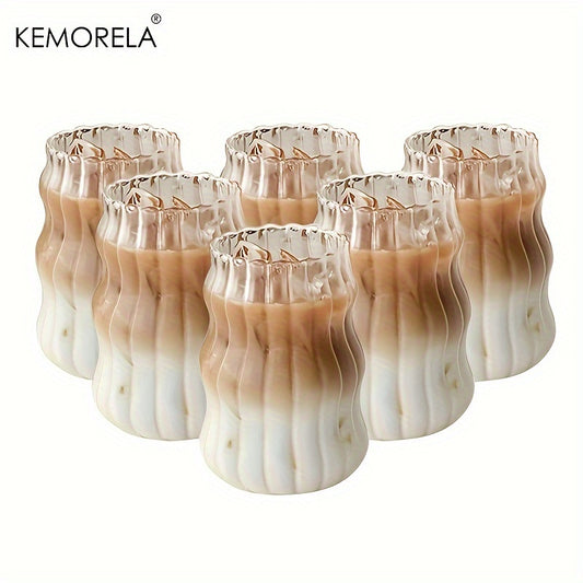 KEMORELA 4/6pcs 17OZ Wavy Glass Drinking Cups, Irregular Shaped Reusable Water Glasses, Multipurpose Iced Coffee Cups, Machine Washable, Home Kitchen Drinkware, 500ML

KEMORELA glass cups: 4/6pcs, 17oz, irregular shape, reusable, multipurpose for iced