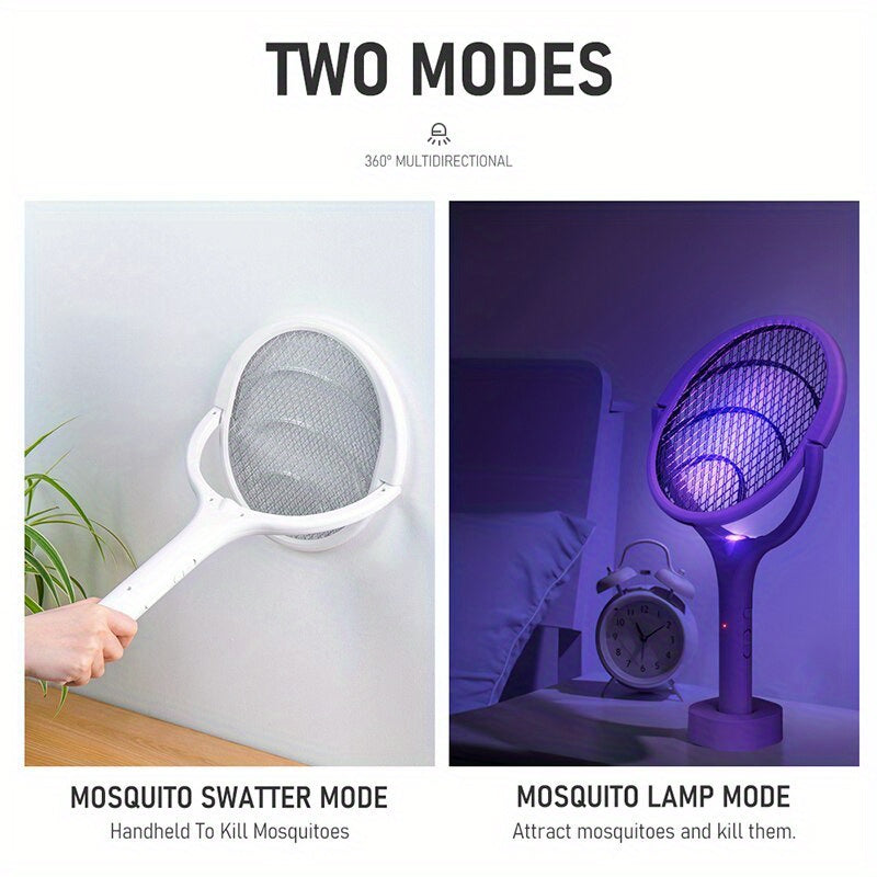 1 electric mosquito swatter with 90-degree rotation, 365nm light bug zapper, pest control essential for apartments, college dorms, and households.