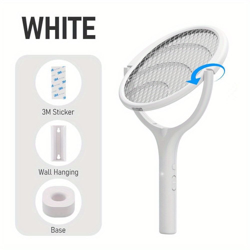 1 electric mosquito swatter with 90-degree rotation, 365nm light bug zapper, pest control essential for apartments, college dorms, and households.