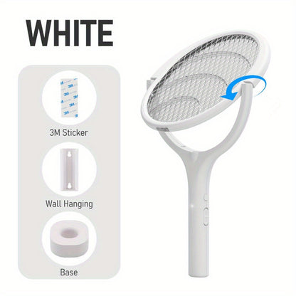 1 electric mosquito swatter with 90-degree rotation, 365nm light bug zapper, pest control essential for apartments, college dorms, and households.