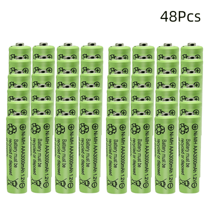 8/12/24/48pcs, AAA 3000mAh 1.2V Ni-MH rechargeable battery cell suitable for MP3, RC toys, LED flashlights, cameras, and other toys.