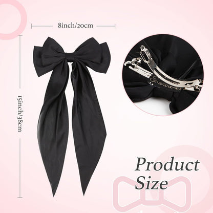 Set of 3 elegant bow hair clips made from sweet silky ribbon, perfect for women's daily use as hair accessories.