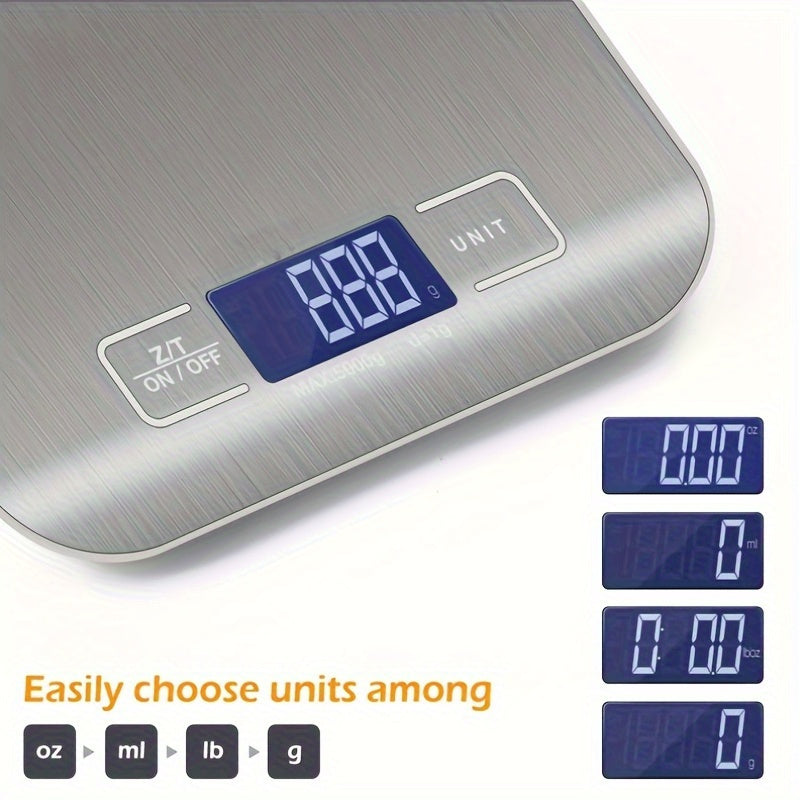 Multifunction Electric Digital Kitchen Food Scale - 10kg/1g display, waterproof, stainless steel surface for weight loss, baking, cooking, keto, meal prep