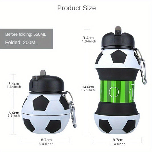 LINRIMNISEN Portable Folding Soccer Ball Water Bottle, 200ml/6.7oz, BPA-Free Plastic, Round Shape, Anti-Drop Design for Outdoor Sports, Football Theme, Ideal for Various Occasions.