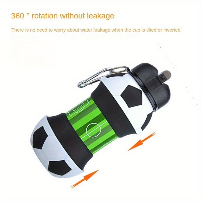 LINRIMNISEN Portable Folding Soccer Ball Water Bottle, 200ml/6.7oz, BPA-Free Plastic, Round Shape, Anti-Drop Design for Outdoor Sports, Football Theme, Ideal for Various Occasions.