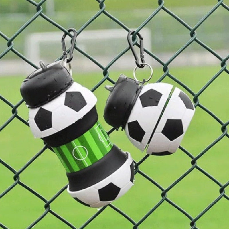 LINRIMNISEN Portable Folding Soccer Ball Water Bottle, 200ml/6.7oz, BPA-Free Plastic, Round Shape, Anti-Drop Design for Outdoor Sports, Football Theme, Ideal for Various Occasions.