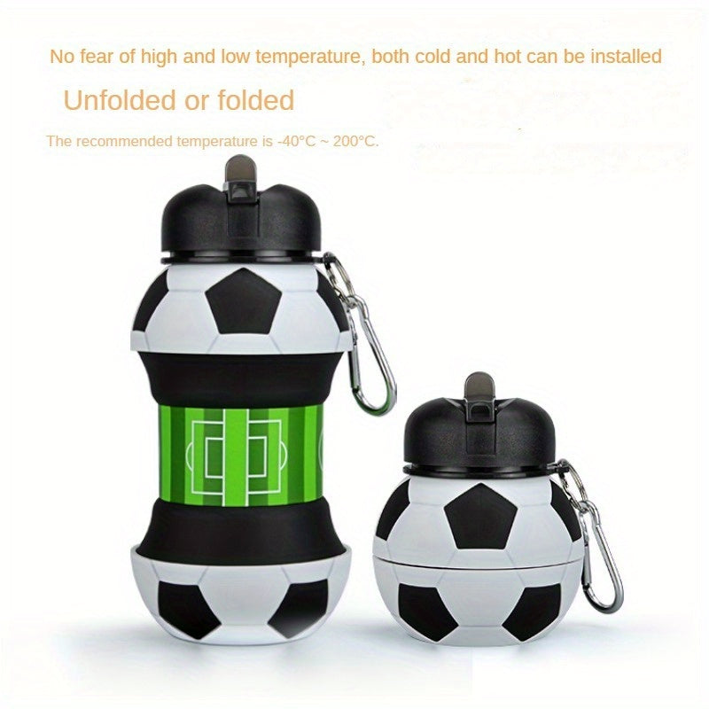 LINRIMNISEN Portable Folding Soccer Ball Water Bottle, 200ml/6.7oz, BPA-Free Plastic, Round Shape, Anti-Drop Design for Outdoor Sports, Football Theme, Ideal for Various Occasions.