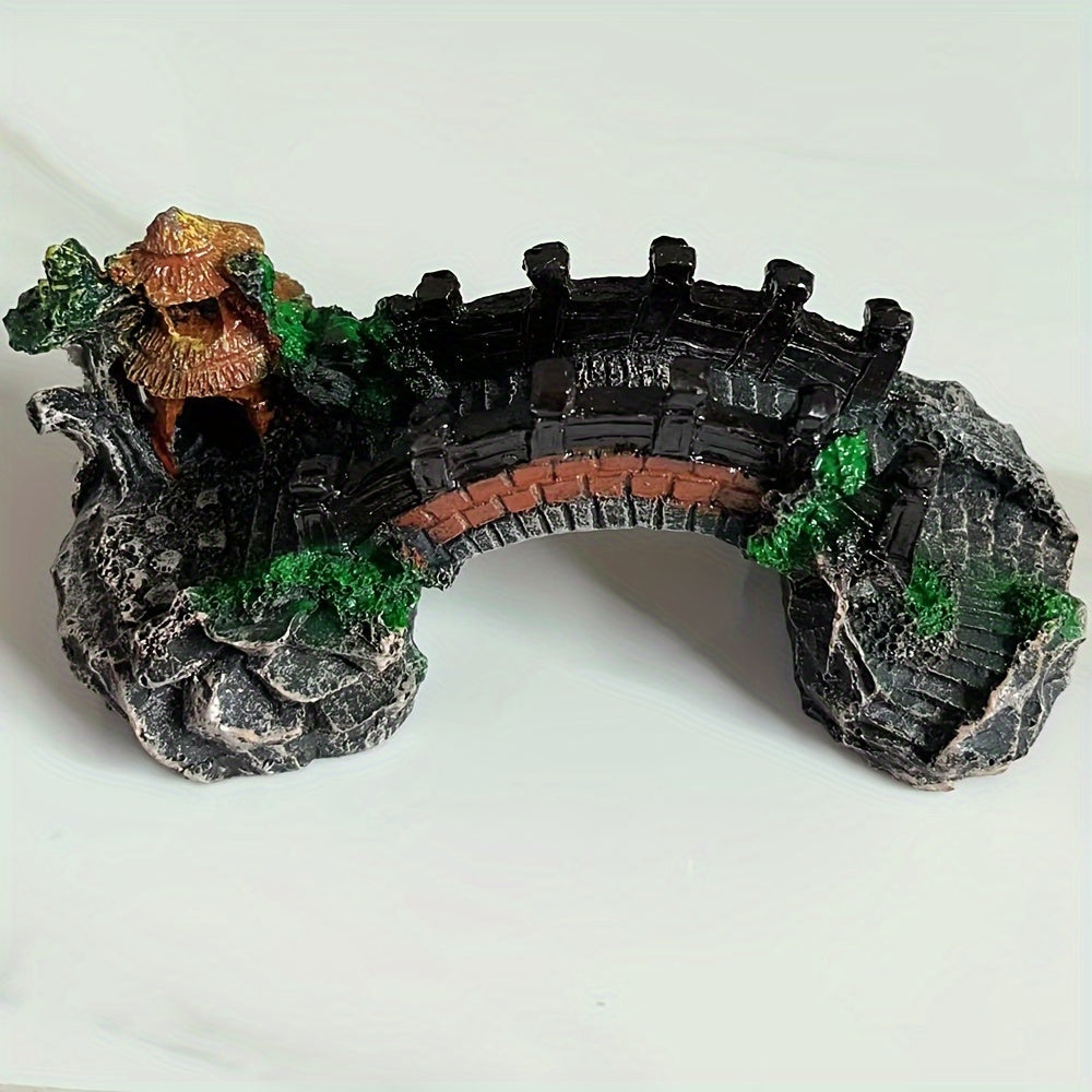 Fish tank landscaping decorative resin bridge for aquariums, serving as a turtle climbing platform.