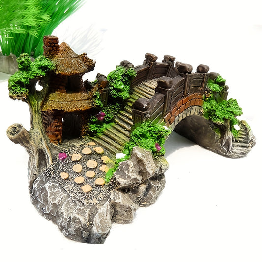 Fish tank landscaping decorative resin bridge for aquariums, serving as a turtle climbing platform.