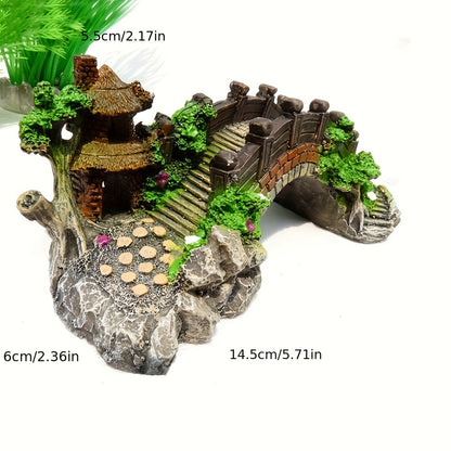 Fish tank landscaping decorative resin bridge for aquariums, serving as a turtle climbing platform.