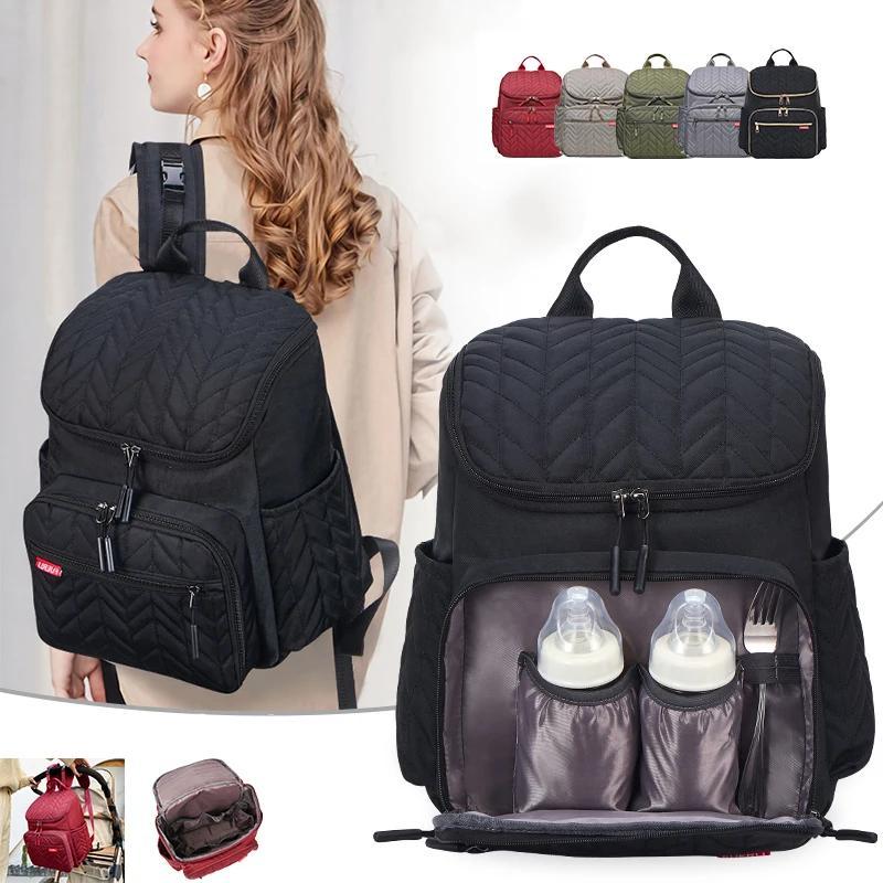 Backpack with ample storage for diapers, a mommy maternity bag, large capacity nappy bag, and travel bag for mom, also doubles as a stroller bag.