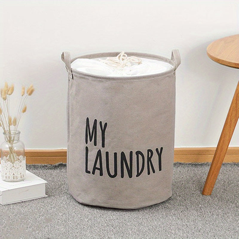 Get organized with this printed laundry basket featuring a drawstring closure. Perfect for storing dirty clothes, this large capacity basket is waterproof and moisture-proof. Use it to keep your bathroom, bedroom, dorm, or any room tidy and stylish while