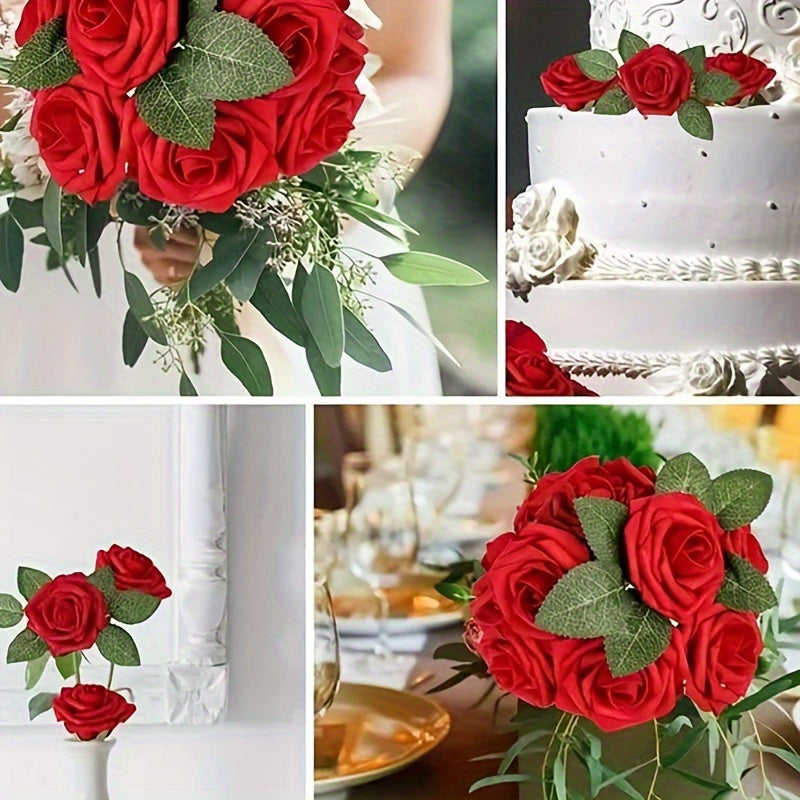 25 artificial rose flowers for garden wedding party decoration and home decor.