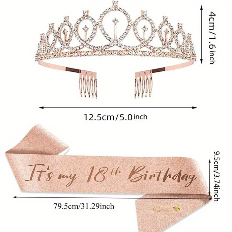 Bundle includes 2pcs of birthday sash, crown, tiara for women ages 30, 40, 50, 60, 70, 80. Also includes Happy Birthday sash, fabulous gifts, party favors, hair comb, and headband.