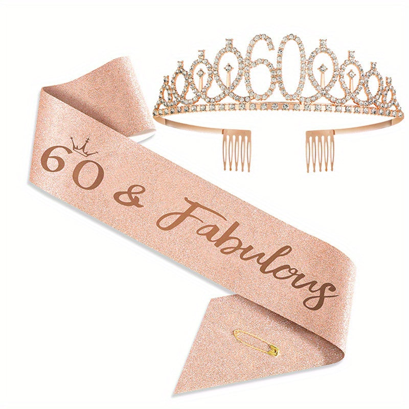 Bundle includes 2pcs of birthday sash, crown, tiara for women ages 30, 40, 50, 60, 70, 80. Also includes Happy Birthday sash, fabulous gifts, party favors, hair comb, and headband.