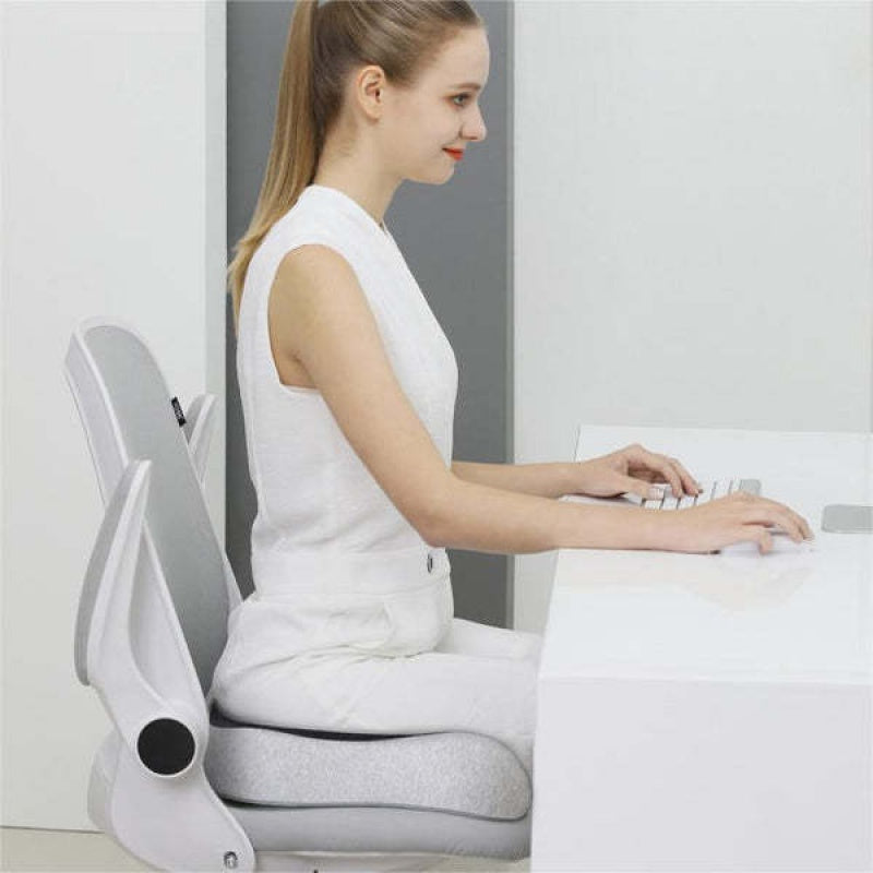 Memory foam seat cushion for extended sitting comfort at home, office, car, or wheelchair - designed for hip, tailbone, coccyx, and sciatica relief.