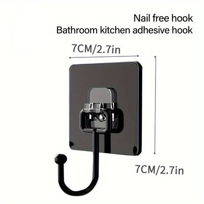 10 pieces of large heavy duty self-adhesive wall hooks for various uses in the bathroom, kitchen, and household.