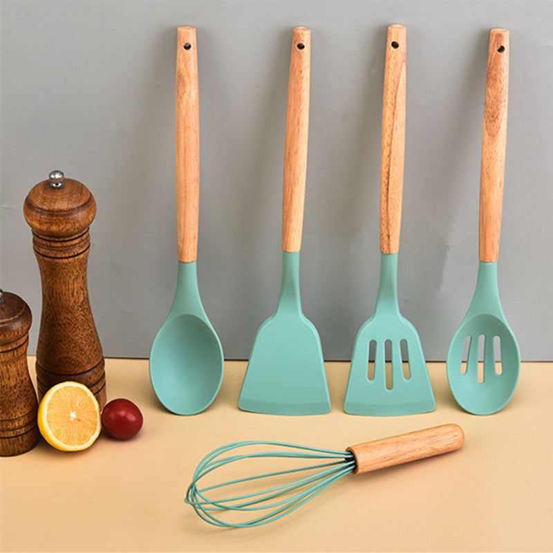 Silicone Kitchen Utensil Set with Wooden Handles, Non-stick Spatula and Spoon Set, 5/11/14-Piece, Heat-Resistant Utensils for Pots