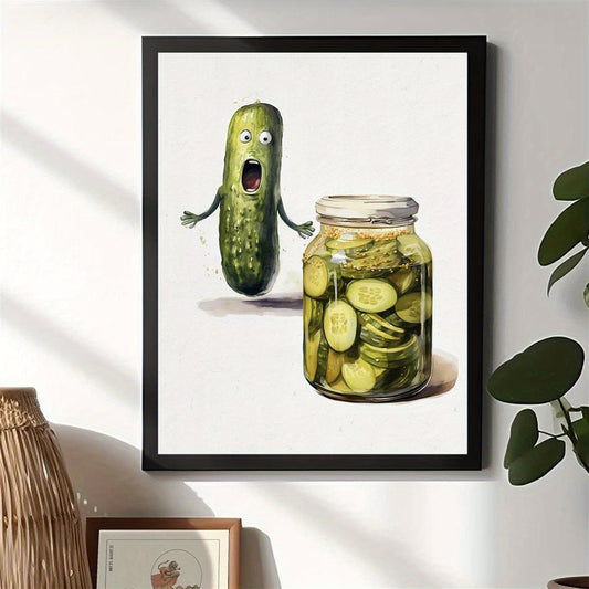 Pickle watercolor canvas art - unframed, whimsical home decor