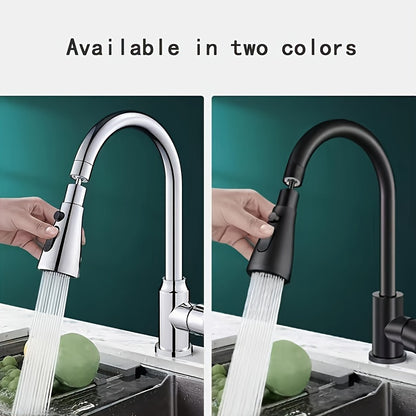 Multifunctional kitchen faucet extender with 360° rotation, 3 water outlet modes, and universal mount adapters. Features scraping and washing water outlet, pull-out sink, and splash proof