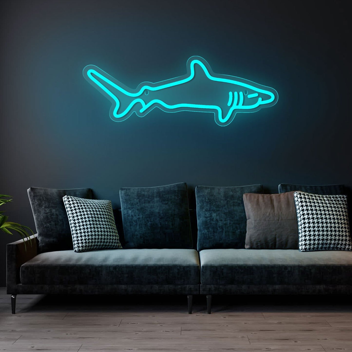 Uy bezatish uchun Blue Shark LED neon belgi, USB quvvatlanadi, dimmer kaliti va bosish tugmasi bilan boshqariladi, yotoqxona, hayvonot bog'i, bar, klub va partiyalar kabi turli joylar uchun mos.