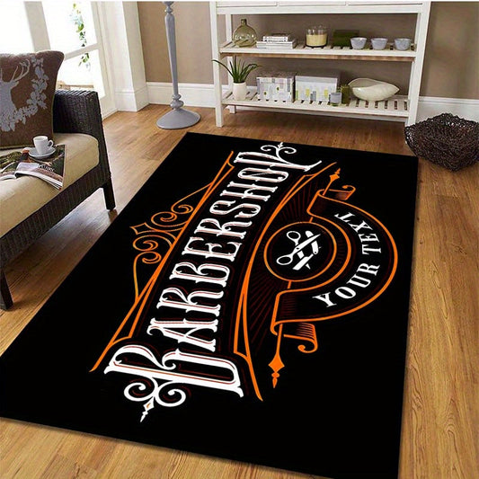 Machine Washable Non-Slip Carpet Doormat with Barbershop Pattern - PVC/Polyester Rug for Living Room, Office, and Bedroom Decor - Comes in 3 Sizes