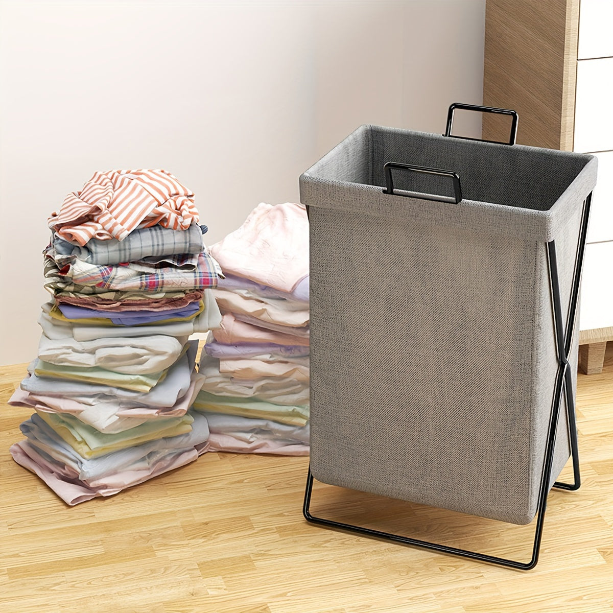 Folding Laundry Basket with Handles - Ideal for Bathroom, Bedroom, and Dorm Organization, Space-Saving Solution for Laundry Storage