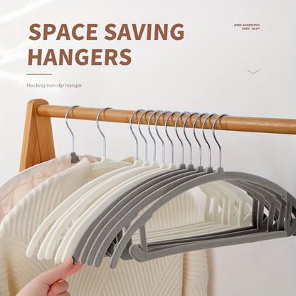 Set of 20 heavy-duty non-slip flocking hangers - Ideal clothes organizer for bedroom, closet, wardrobe, and dorm room, saving space.