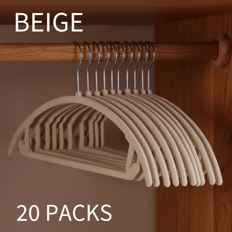 Set of 20 heavy-duty non-slip flocking hangers - Ideal clothes organizer for bedroom, closet, wardrobe, and dorm room, saving space.