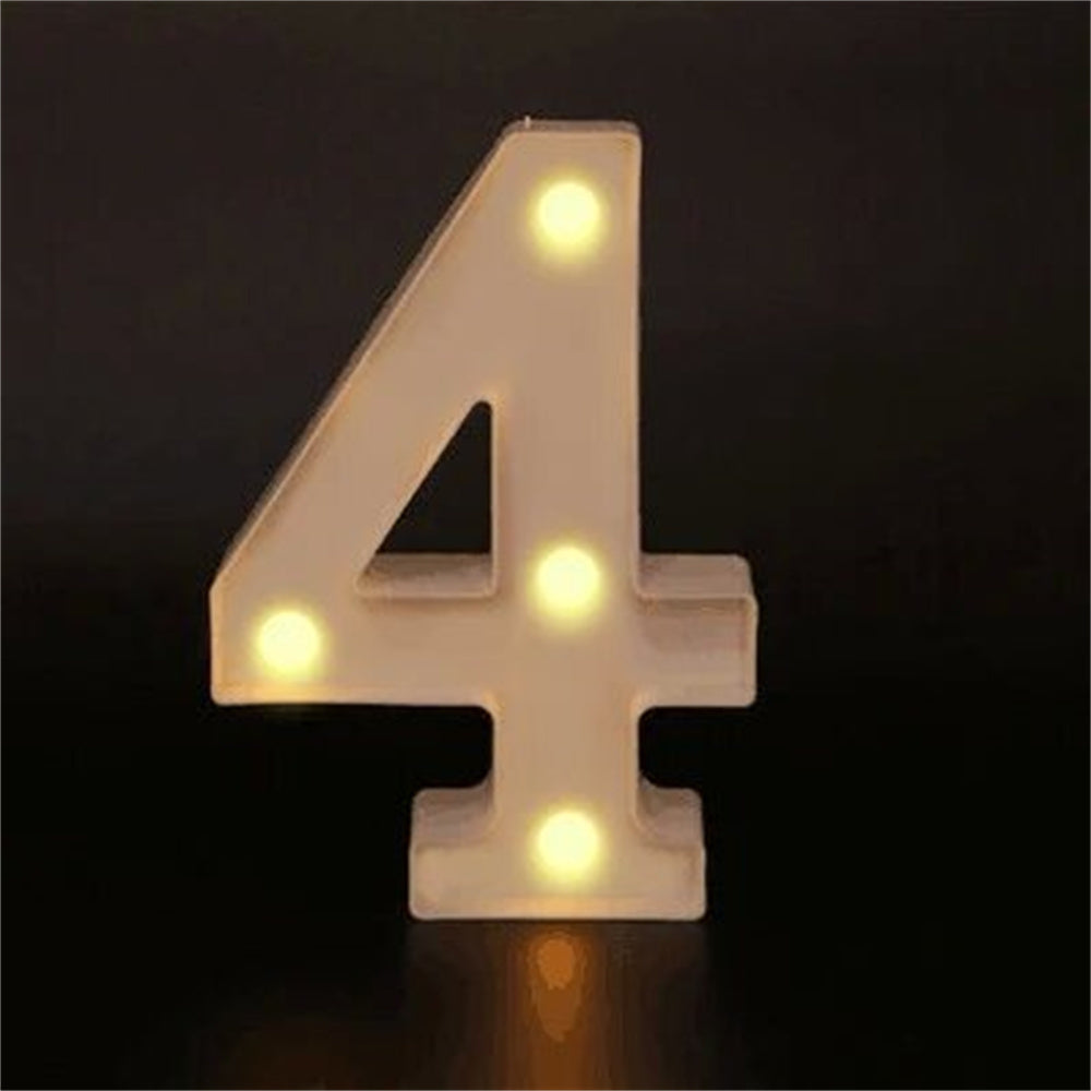 Elegant 16cm LED Alphabet & Number Night Lights - Battery-Powered, Warm White Glow for Home Decor, Events, Holidays - High-Quality, Easy to Install.