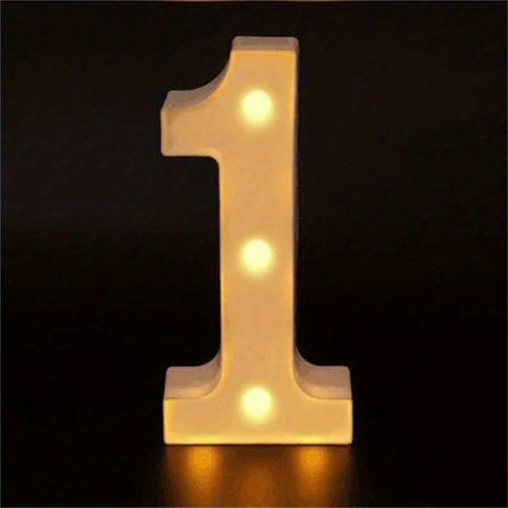 Elegant 16cm LED Alphabet & Number Night Lights - Battery-Powered, Warm White Glow for Home Decor, Events, Holidays - High-Quality, Easy to Install.