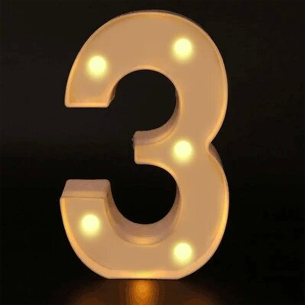 Elegant 16cm LED Alphabet & Number Night Lights - Battery-Powered, Warm White Glow for Home Decor, Events, Holidays - High-Quality, Easy to Install.