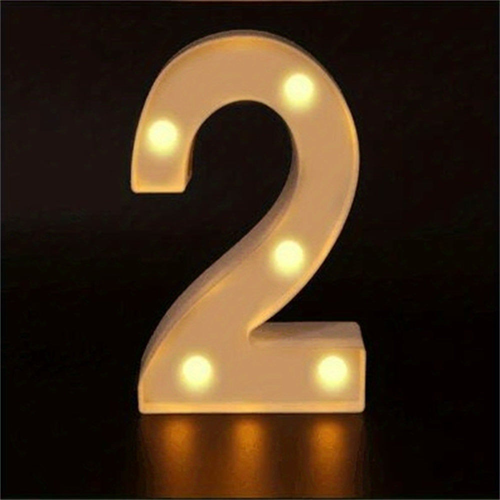 Elegant 16cm LED Alphabet & Number Night Lights - Battery-Powered, Warm White Glow for Home Decor, Events, Holidays - High-Quality, Easy to Install.