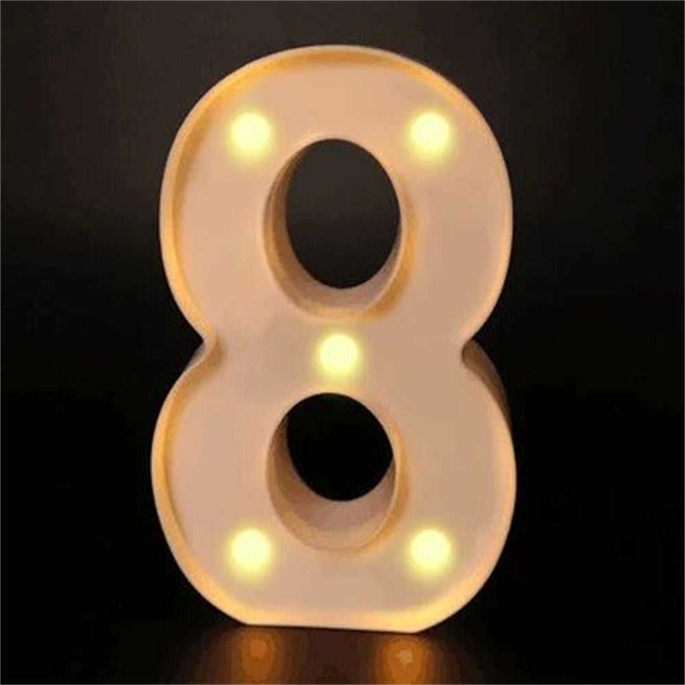 Elegant 16cm LED Alphabet & Number Night Lights - Battery-Powered, Warm White Glow for Home Decor, Events, Holidays - High-Quality, Easy to Install.