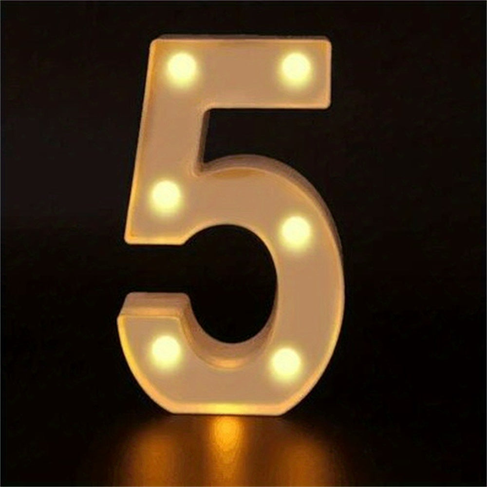 Elegant 16cm LED Alphabet & Number Night Lights - Battery-Powered, Warm White Glow for Home Decor, Events, Holidays - High-Quality, Easy to Install.