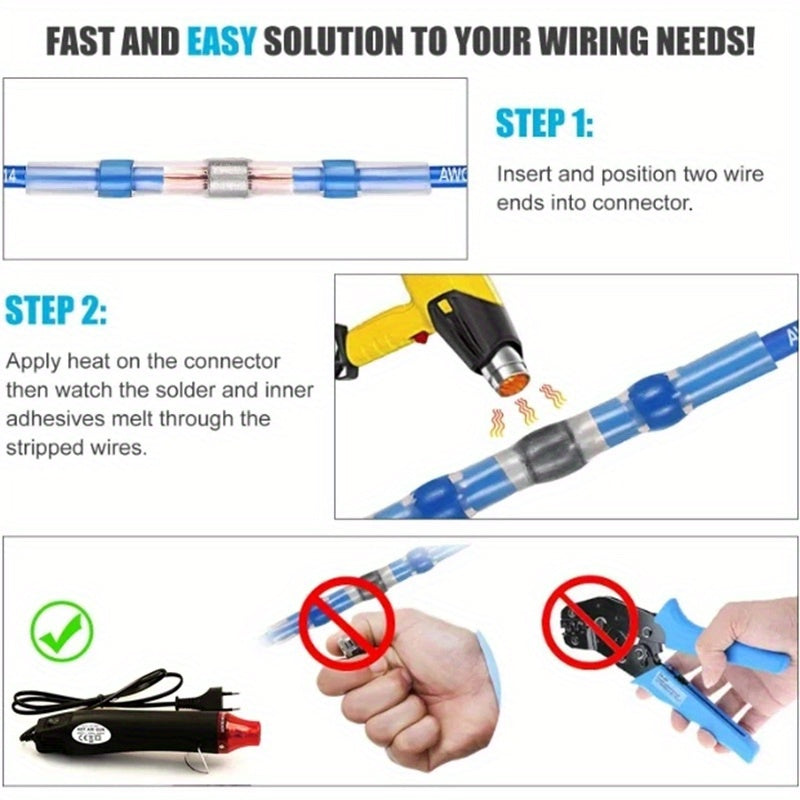 1pc Air Gun with 300/600/860pcs Solder Seal Wire Connectors, 300W Hot Air Heat Gun, 2:1 Shrinkable Heat Shrink Sleeves, Electric Power Temperature Blower Mini Tool Kit for DIY Shrink Tubing