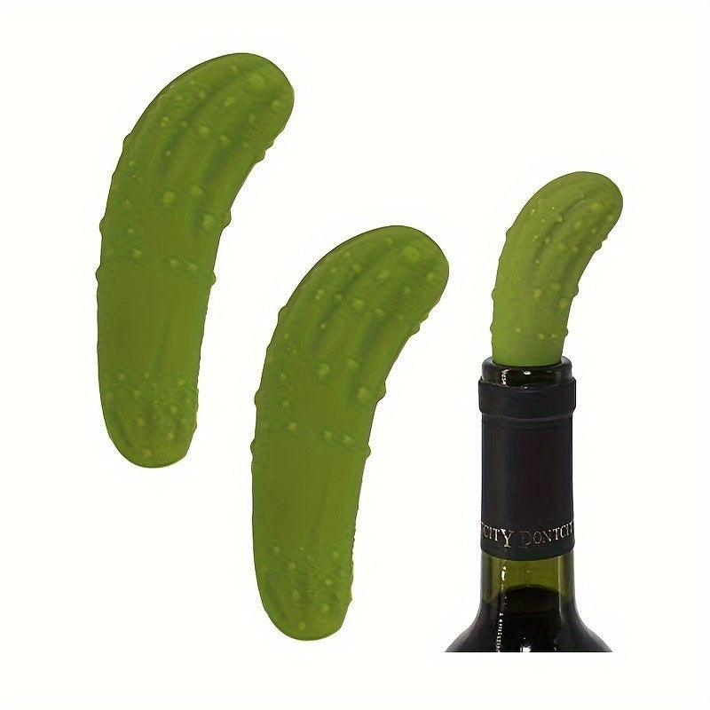 1pc Funny Pickle Wine Stopper - Cute, Decorative and Reusable Silicone Gadget for Wine Lovers