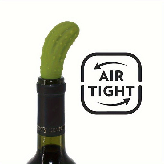 1pc Funny Pickle Wine Stopper - Cute, Decorative and Reusable Silicone Gadget for Wine Lovers