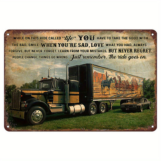 Vintage Tin Sign, Perfect Gift for Truck Drivers - "Smokey Truck" - Funny Wall Art for Home Decor in Garage, Kitchen, Bar, Cafe, or Gym. Take the Good with the Bad with this Retro Metal Poster for Boxing Clubs and Fitness Clubs.